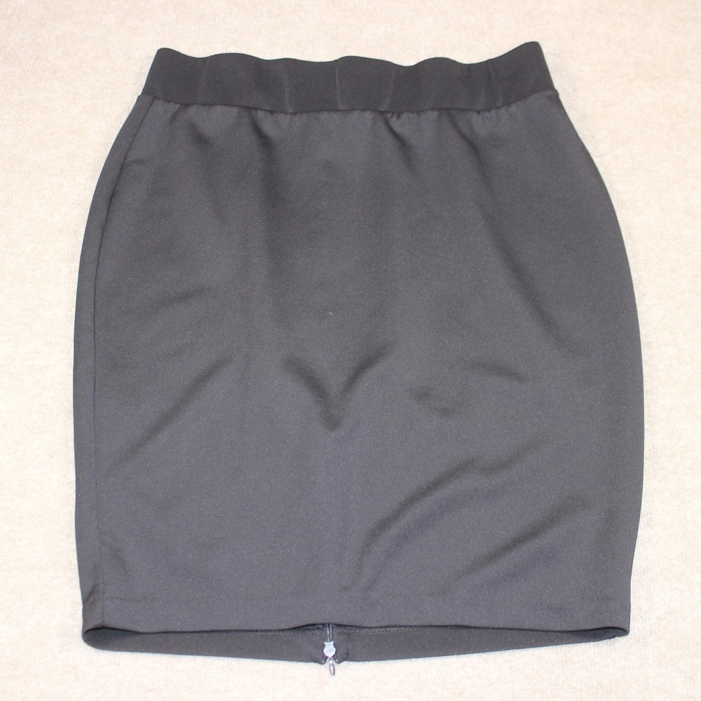 Worthington Womens 1X Black Stretch Knit Pencil Skirt Elastic Waist Back Zip